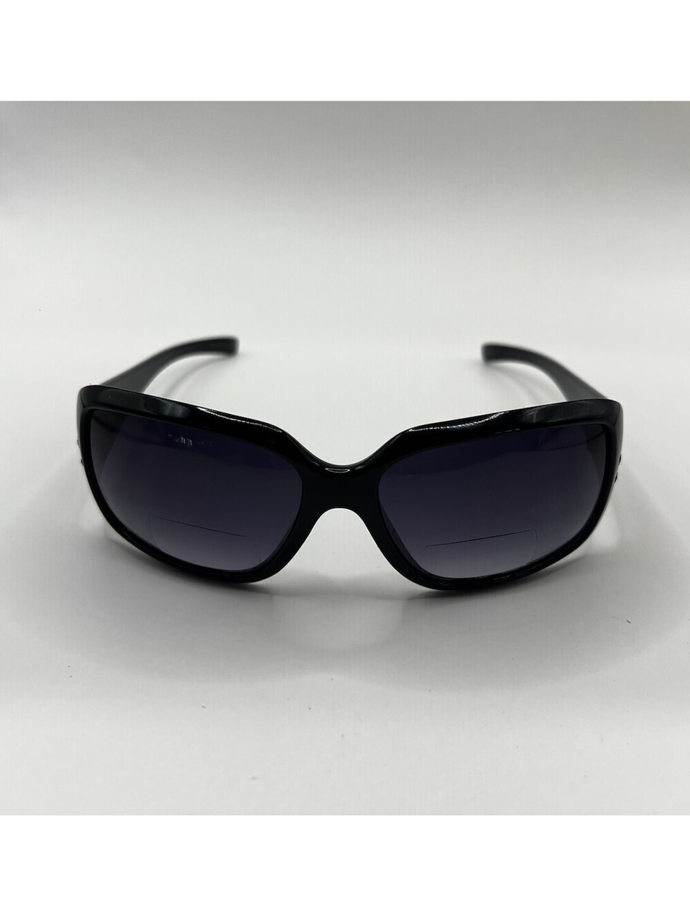 Y2K Vintage Black Rhinestone Sunglasses Womens Oval Rectangular Bifocal 5.5